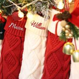 Personalized Embroidery Christmas Stockings, Custom Name Knitted Family Holiday Gifts - thumbnail 3