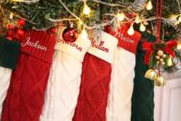 Personalized Embroidery Christmas Stockings, Custom Name Knitted Family Holiday Gifts