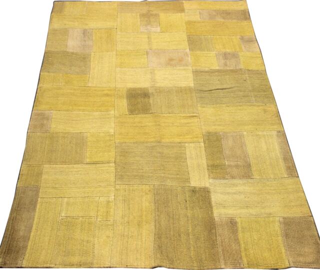 Handmade Wool Patchwork Kilim Rug, Bohemian Accent Rug - 6.4x4.7 Ft - image 1