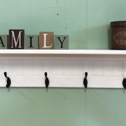 Wood Wall Shelf, Hanging Coat Rack - thumbnail 3
