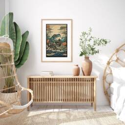 Japanese Frog Wall Art Print Ocean Scene Bathroom Living Room Decor Zen Asian Style Artwork Nature Coastal Home Meditation Space - thumbnail 3
