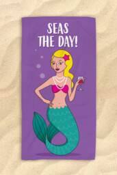 "Free Shipping Worldwide - Seas The Day Purple Beach Towel Beautiful Mermaid Hit in Style Gifts 30""x60"