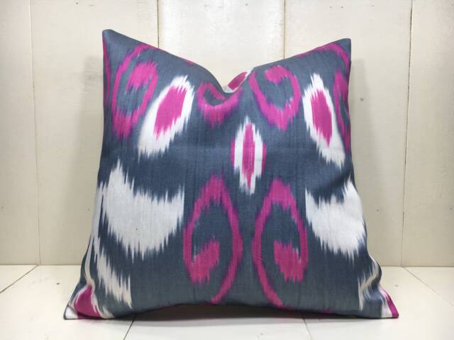 Silk Ikat Pillow Cover, Handwoven Decorative Cushion - 16x16 - image 1