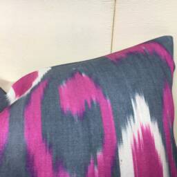 Silk Ikat Pillow Cover, Handwoven Decorative Cushion - 16x16 - thumbnail 3