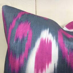 Silk Ikat Pillow Cover, Handwoven Decorative Cushion - 16x16 - thumbnail 2