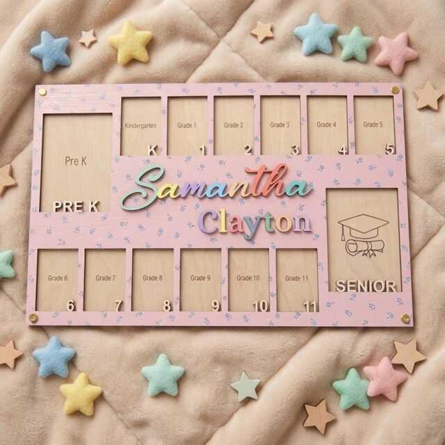 Personalized School Years Photo Frame, Pre K To Graduation Picture Custom Name Frame - image 1