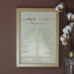 Wedding Vows Print Wall Art, Metallic His & Hers Vows, Personalised Marriage Poster in Foil, First Anniversary Gift - thumbnail 3