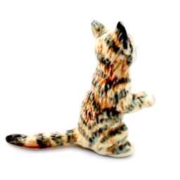 Miniature Ceramic Cat Kitten Standing Animal Little White Grey Brown Figurine Tiny Statue Small Decoration Collectible Hand Painted Figure - thumbnail 2