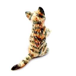 Miniature Ceramic Cat Kitten Standing Animal Little White Grey Brown Figurine Tiny Statue Small Decoration Collectible Hand Painted Figure - thumbnail 3