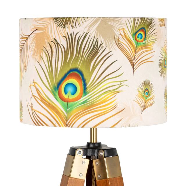 Natural Lampshade Peacock Feather Velvet 25cm 30cm 35cm 40cm 45cm Drum Lamp Shade - Birds Shade, Home Decor Ceiling Peacocks - image 1