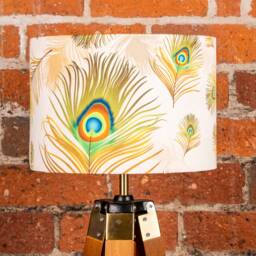 Natural Lampshade Peacock Feather Velvet 25cm 30cm 35cm 40cm 45cm Drum Lamp Shade - Birds Shade, Home Decor Ceiling Peacocks - thumbnail 2