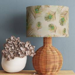 Natural Lampshade Peacock Feather Velvet 25cm 30cm 35cm 40cm 45cm Drum Lamp Shade - Birds Shade, Home Decor Ceiling Peacocks - thumbnail 3