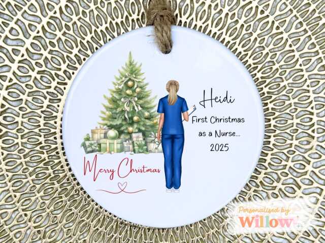 Personalised Nurse 1st Christmas Gift, Appreciation Ceramic Ornament, Graduation Ornament - image 1