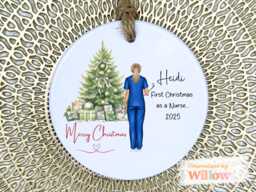 Personalised Nurse 1st Christmas Gift, Appreciation Ceramic Ornament, Graduation Ornament - thumbnail 1