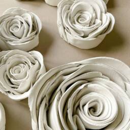 Handmade Clay Round Hand Sculpted Roses Flowers For Wall Or Table - thumbnail 2