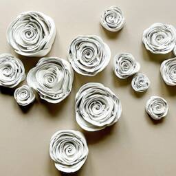 Handmade Clay Round Hand Sculpted Roses Flowers For Wall Or Table - thumbnail 3