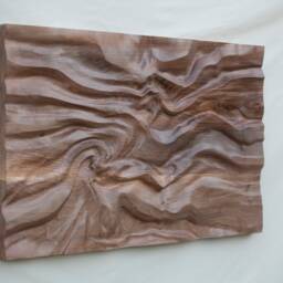 "Wood Wall Sculpture, Us Delivery Duty Paid, ""Abstract Flow 1" - thumbnail 3