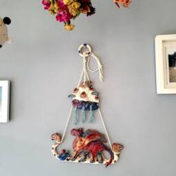 The Mysterious Dragon - Ceramic Handmade Wall Hanging Bronze Details Statement Wall Decorations. Pottery Gift Ideas. Birthday. Mythical - thumbnail 4