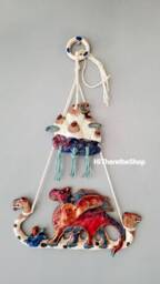 The Mysterious Dragon - Ceramic Handmade Wall Hanging Bronze Details Statement Wall Decorations. Pottery Gift Ideas. Birthday. Mythical - thumbnail 1