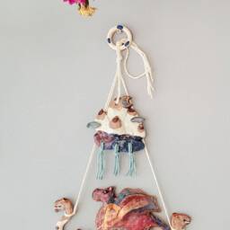The Mysterious Dragon - Ceramic Handmade Wall Hanging Bronze Details Statement Wall Decorations. Pottery Gift Ideas. Birthday. Mythical - thumbnail 3