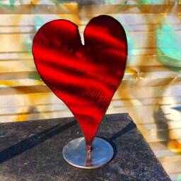 steel Heart Sculptures - Two Large Hearts On One Base - thumbnail 3