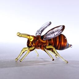 Glass Bee Blown Collectible Figurine Honey Bee , Animals Glass, Art Glass Sculpture For Sale - thumbnail 2