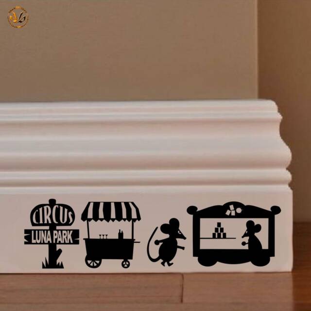 Stickers Family Murals Topini Amusement Park Circus Rides PVC Black Discounted 1 Kit Various Pieces Measures cm 8x30 Wall Sticker Mouse - image 1