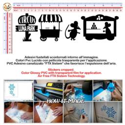 Stickers Family Murals Topini Amusement Park Circus Rides PVC Black Discounted 1 Kit Various Pieces Measures cm 8x30 Wall Sticker Mouse - thumbnail 2