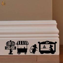 Stickers Family Murals Topini Amusement Park Circus Rides PVC Black Discounted 1 Kit Various Pieces Measures cm 8x30 Wall Sticker Mouse