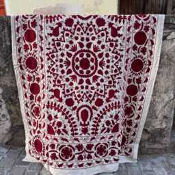 Vintage Style Suzani Quilt - Hand Stitched Embroidered Bed Cover Boho Throw Blanket Uzbek Inspired Home Accent - thumbnail 2