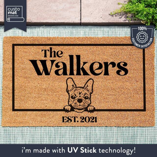 French Bulldog Door Mat - Dog Doormat- Custom Pet Breed Personalized Animal Doormat Frenchie Couples Gift New Home - image 1
