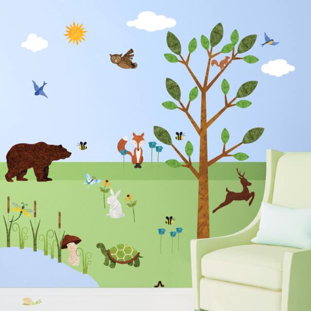 Forest Wall Sticker Set - 37 Peel & Stick Woodland Decals For Nature Theme Baby Nursery & Kids Room Mini Set - #1249-17 - image 1