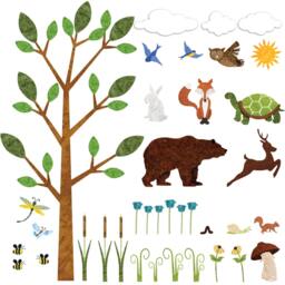 Forest Wall Sticker Set - 37 Peel & Stick Woodland Decals For Nature Theme Baby Nursery & Kids Room Mini Set - #1249-17 - thumbnail 2