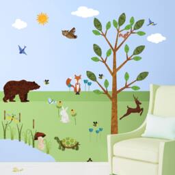 Forest Wall Sticker Set - 37 Peel & Stick Woodland Decals For Nature Theme Baby Nursery & Kids Room Mini Set - #1249-17 - thumbnail 1