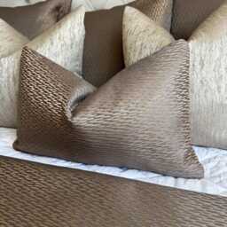 Luxury Cushion Cover, Mocha Mole Throw Pillow Cover - Designer Ashley Wilde Fabric, Ontario Textured Gold Shim Double Sided -Home Decor - thumbnail 4