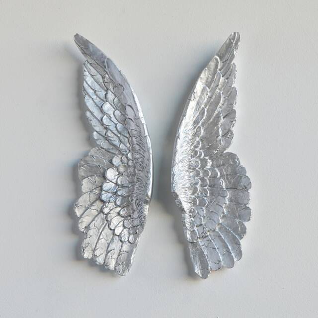 Faux Taxidermy Mini Angel Wings - Wall Decor Silver Ang10 - image 1
