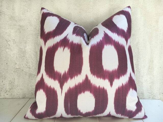 Silk Ikat Pillow Cover - 24x24, Modern Accent - image 1