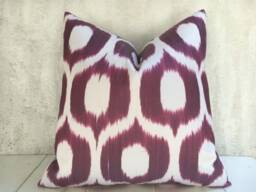 Silk Ikat Pillow Cover - 24x24, Modern Accent - thumbnail 1