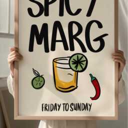 Spicy Margarita Print, Unframed Art, Bold Kitchen Posters, Trendy Bright Decor, Living, Typography, Retro, Alcohol, Cocktails, Bar, Marg - thumbnail 3