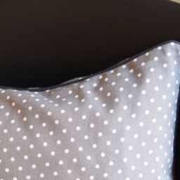 Wrap Cushion Cover in Anthracite Gray Piping Cotton 40x40 cm - thumbnail 2