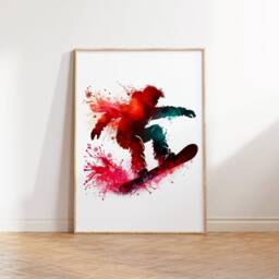 Snowboarding Poster Boy Set - Of 3 Snowboard Posters - Watercolour Art Prints Decor Gift For Snowboarder Boys Room Wall - thumbnail 3