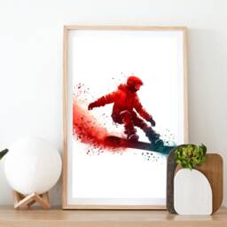 Snowboarding Poster Boy Set - Of 3 Snowboard Posters - Watercolour Art Prints Decor Gift For Snowboarder Boys Room Wall - thumbnail 2
