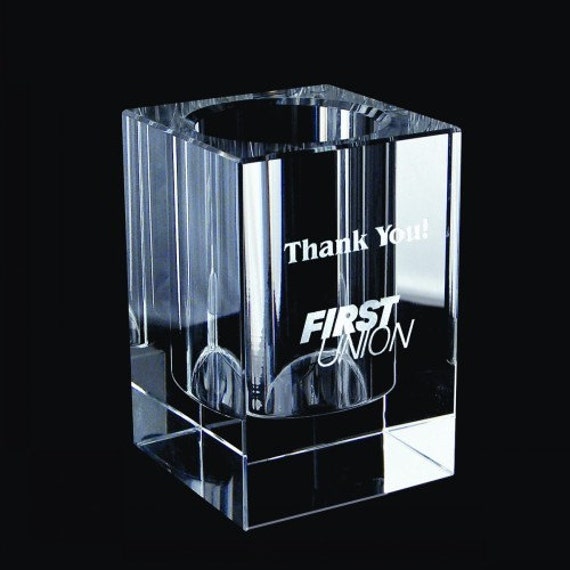 Personalized Crystal Pen & Pencil Holder - image 1