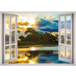 River Park View Window 3D Wall Decal Art Removable Wallpaper Landscape Scene Mural Sticker Vinyl Home Decor - thumbnail 2