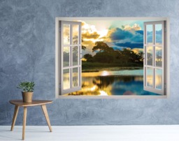 River Park View Window 3D Wall Decal Art Removable Wallpaper Landscape Scene Mural Sticker Vinyl Home Decor - thumbnail 1
