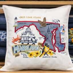 Embroidered & Handcrafted Maryland Map Pillow - thumbnail 2