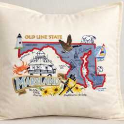Embroidered & Handcrafted Maryland Map Pillow - thumbnail 4