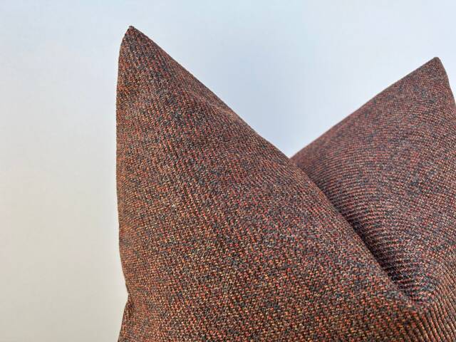 Rust Linen Pillow Cover, Euro Sham 26x26, Boho Throw Cushion For Bed, Long Lumbar Cover 12x48, Textured Farmhouse Decor - image 1