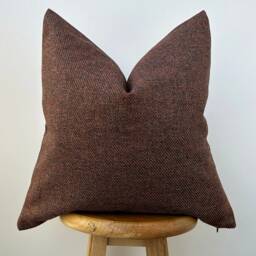 Rust Linen Pillow Cover, Euro Sham 26x26, Boho Throw Cushion For Bed, Long Lumbar Cover 12x48, Textured Farmhouse Decor - thumbnail 3