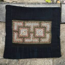 Vintage Handmade Tribal Hmong Embroidered Cotton Pillow Cover in The North Of Vietnam - thumbnail 2